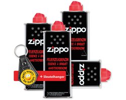 Zippo benzine aansteker - Vloeistof - Vullen - Schone Verbranding - 4 x 125 ml - Kind veilige Sluiting - met sleutelhanger kado