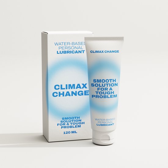 Boîte et tube de lubrifiant personnel à base d'eau Climax Change. Boîte : 120 ML.