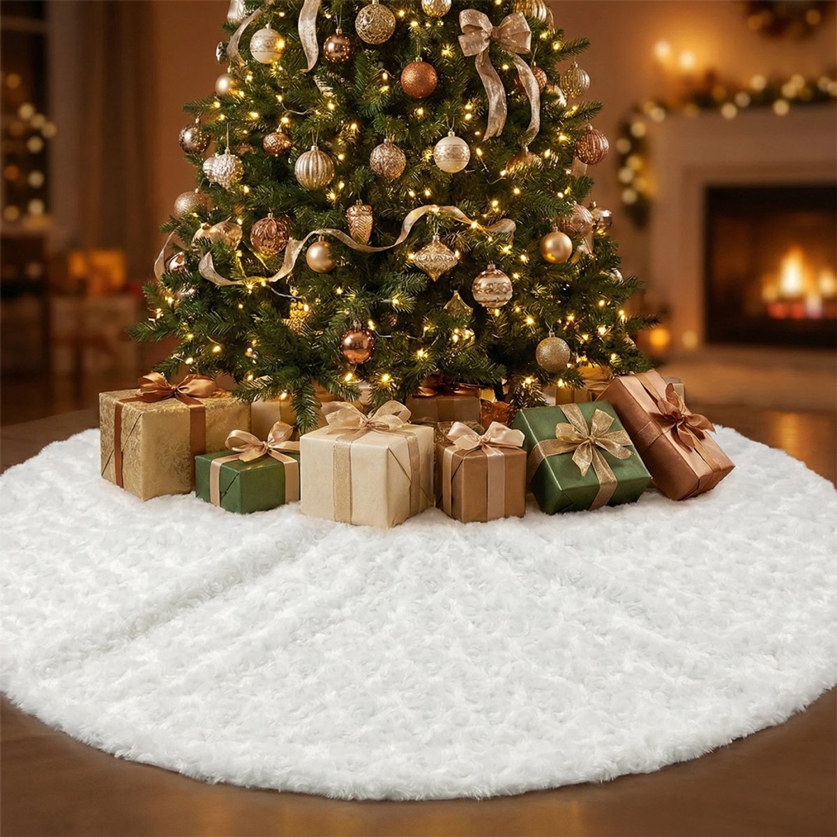 XXL Kerstboomrok - Verdikt en zacht-Zachte Kerstkleed - Kerstboomkleed- Kerstversiering Kerstdecoratie Kleed - Kerst Decoratie - Wit - 122cm