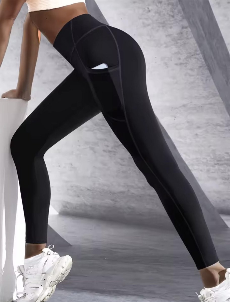 Comfortabele Sportlegging met Diepe Telefoonhouder – Perfect voor Yoga - Fitness - Hardlopen - Maat L