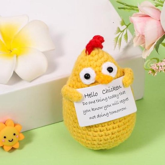 Grappige Gehaakte Kip - 9cm Positief Poppenspeelgoed en Knuffeldier van Merkloos — afbeelding 4