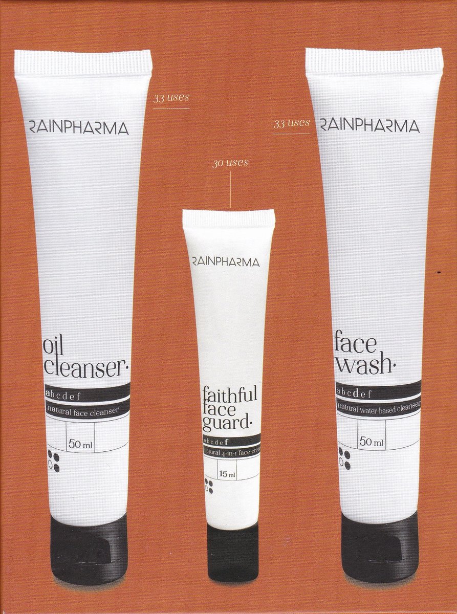 RainPharma Complete Facial Care Set – Natuurlijke Gezichtsverzorging – 3‑delig – Cleanser, Face Wash & 4-in-1 Crème – Unisex – Vegan – 50 + 50 + 15 ml