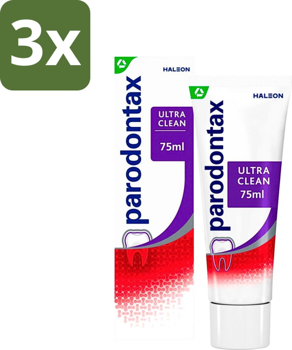 Parodontax - Tandpasta - Ultra Clean - Tegen Bloedend Tandvlees - 75 ml - Bulkverpakking - 3 stuks