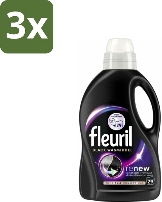 Fleuril – Wasmiddel - Black – 29 wasbeurten – 1,305 L - Bulkverpakking - 3 stuks