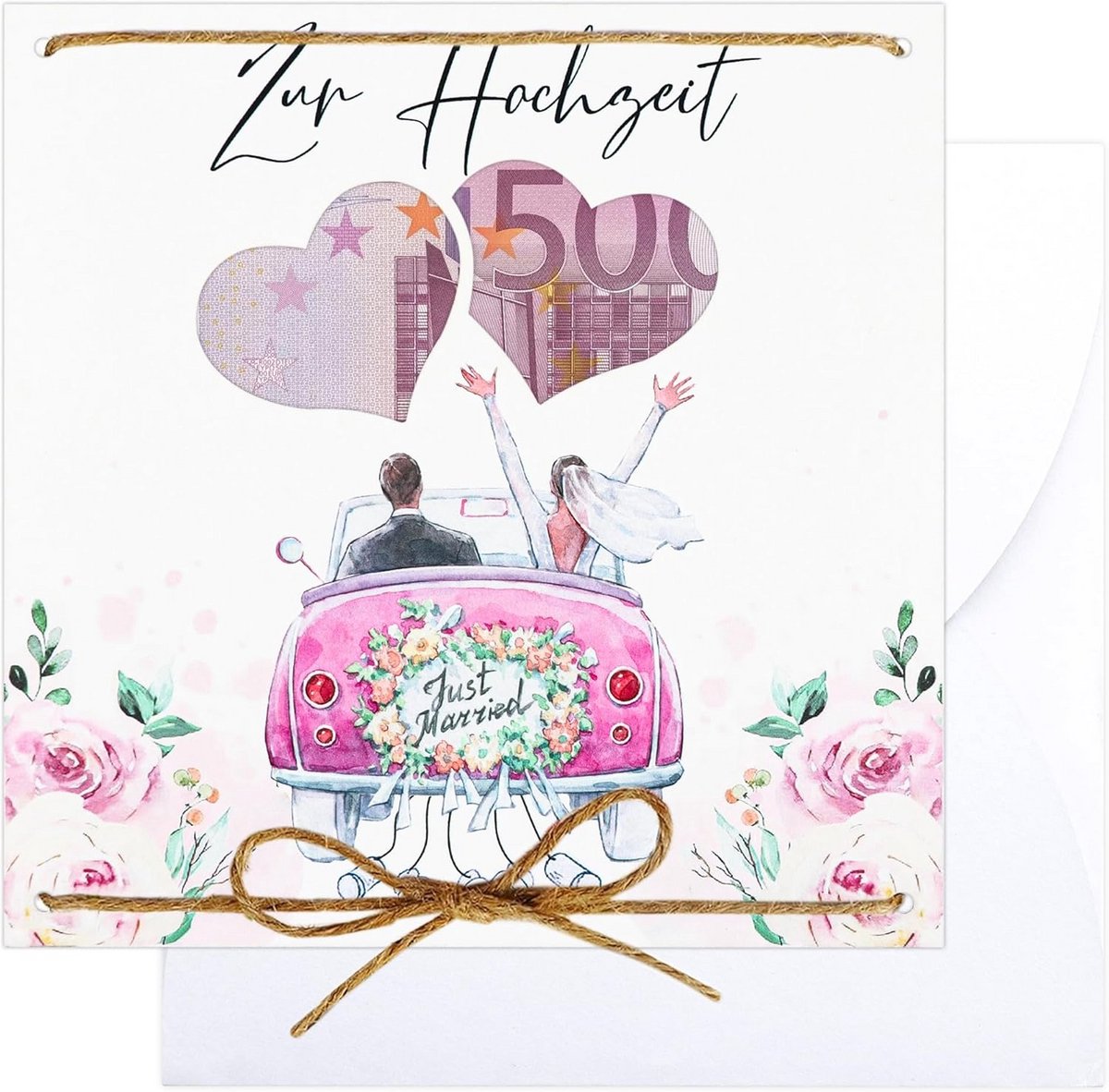 Unieke trouwkaart met enveloppen, geldcadeau voor bruid en bruidegom, gepersonaliseerd en mooi verpakt, perfect als origineel huwelijkscadeau