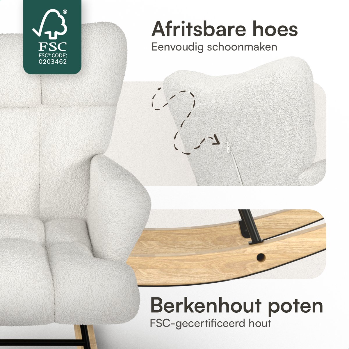 Flowsense Flowsense Teddy Wit Schommelstoel - afbeelding 5