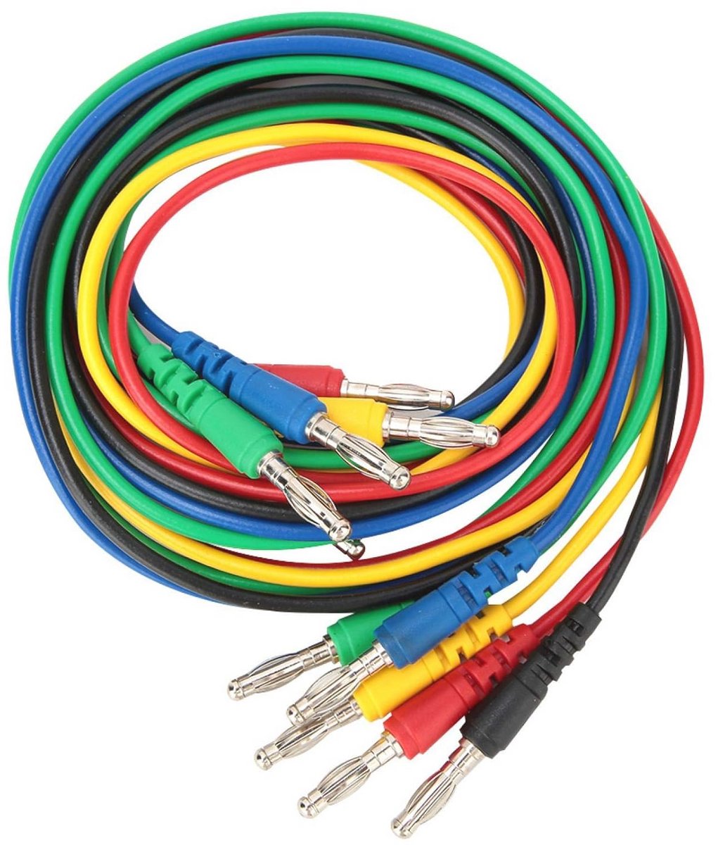 Meetsnoer Set - Testkabels Bananenstekker - Elektrisch Testen - 4 Mm Compatibel - 5 Stuks - Zwart