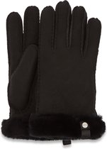 UGG Shorty W/ Leather Trim Dames Handschoenen - Black - Maat M