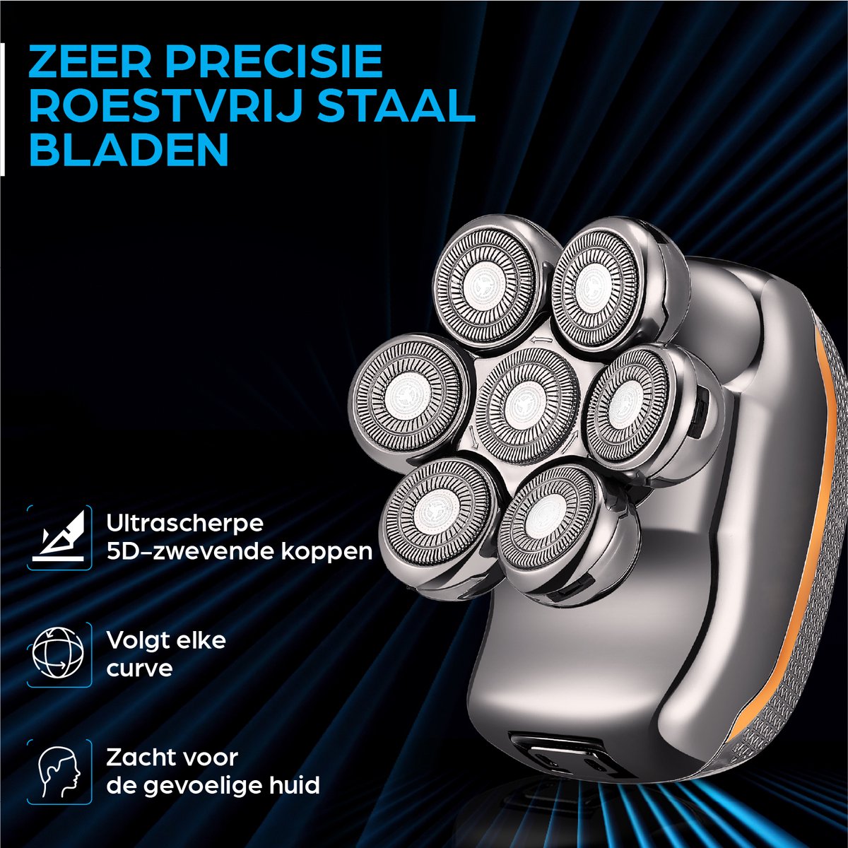 Scheerapparaat Mannen 7-in-1 - Pro Skull Shaver - Hoofd - afbeelding 3