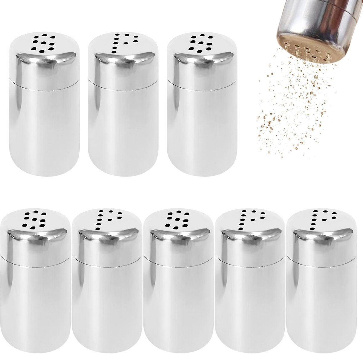 IMPERATORIS® Mini Zoutvaatjes Set – Elegant en Praktisch – Zoutvaatjes van Glas en Roestvrij Staal – Geschikt voor Keuken en Tafel – set van 8 - 5ml
