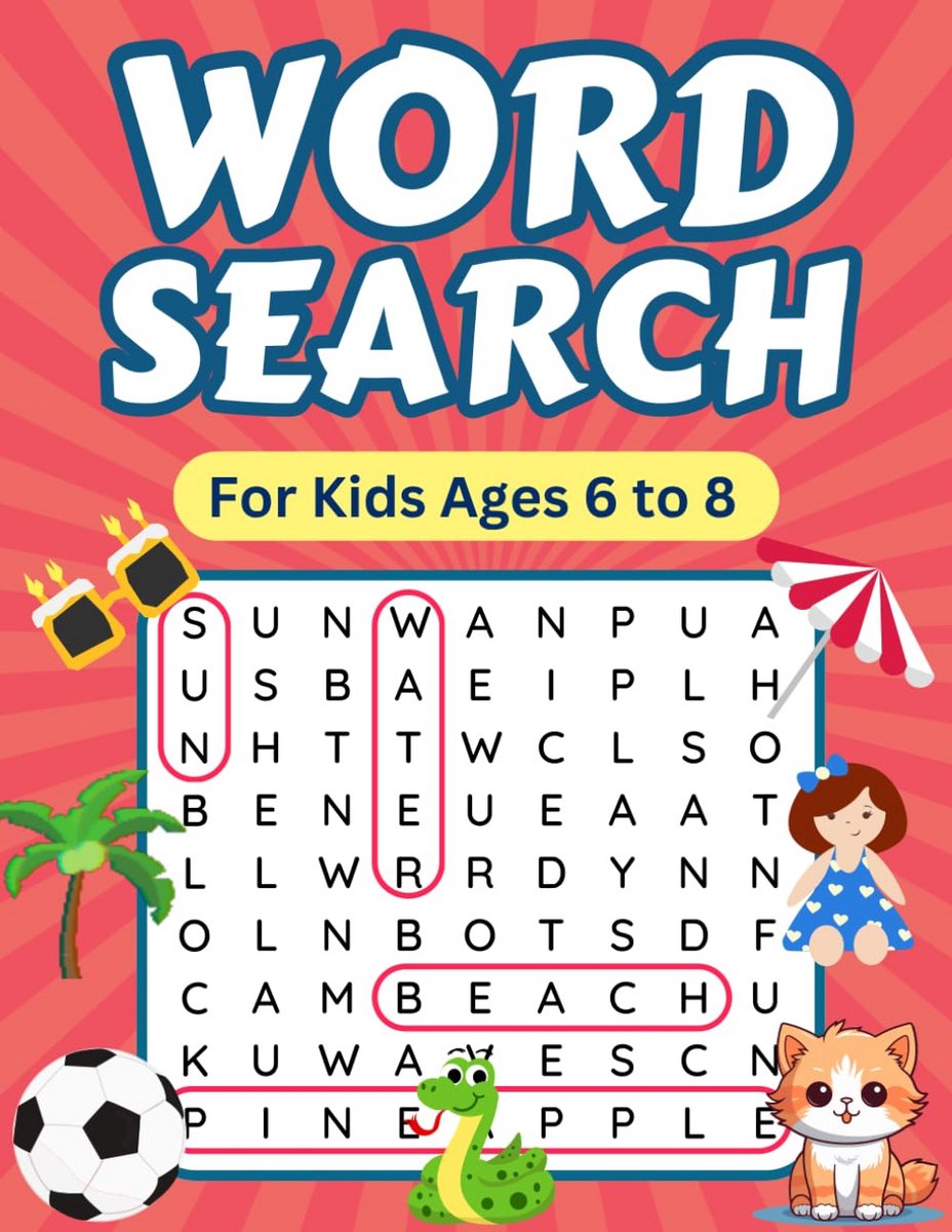 Zoekpuzzels Voor Kinderen 6-8 Jaar: Woordzoeker Activiteitenboek met Antwoorden voor Slimme Ontwikkeling
