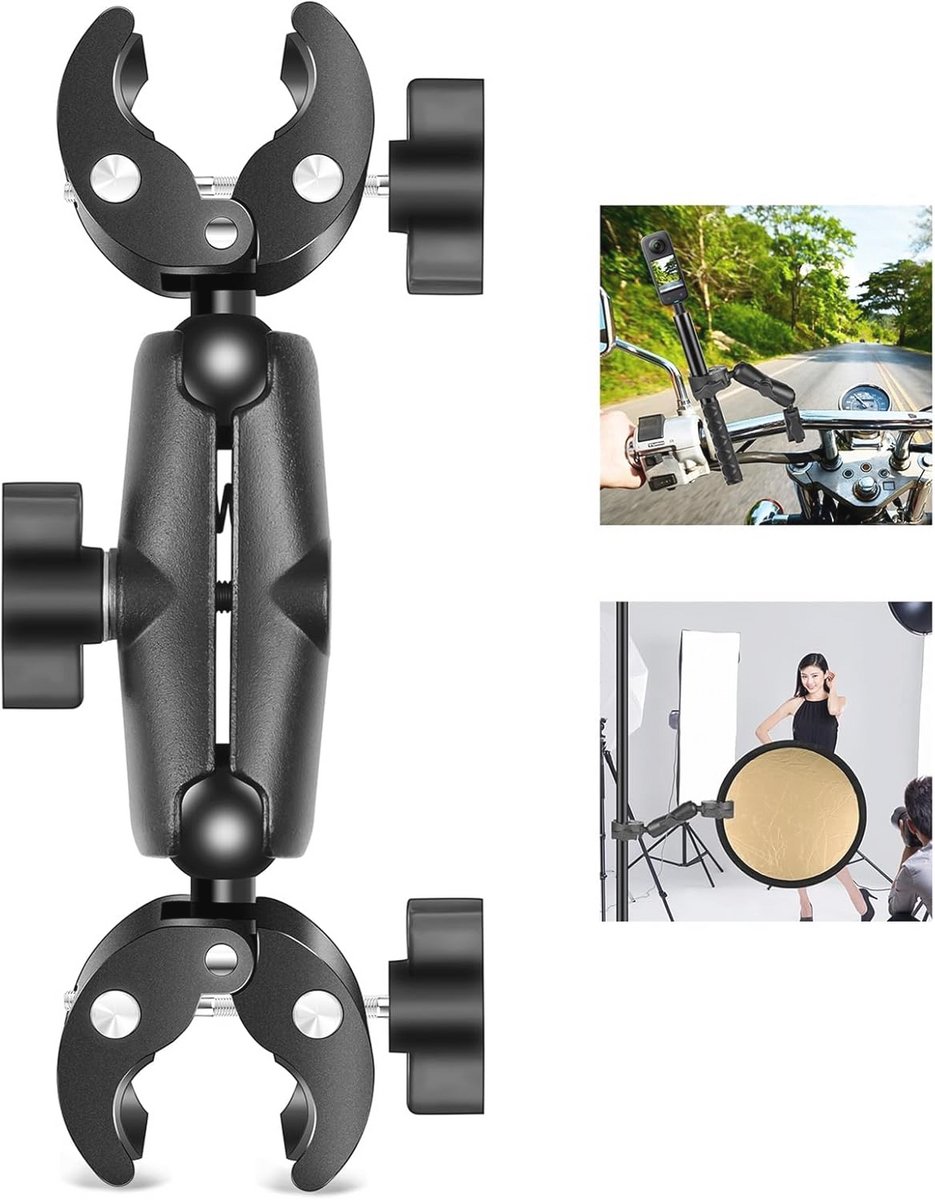 Flexibele Dubbele Krabklemmen voor Sportcamera - 360° Draaibare Stuur Montageset