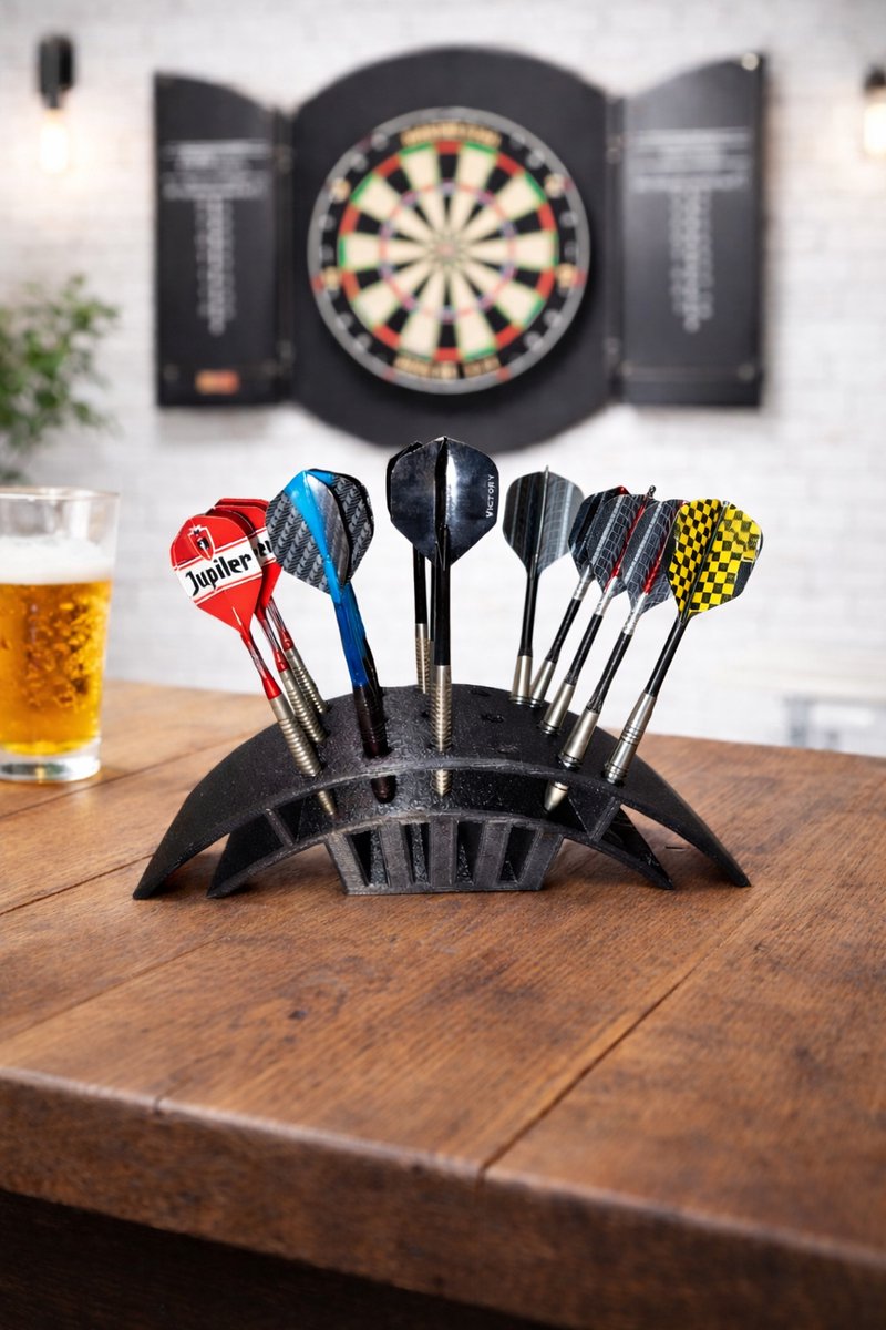 Dartpijlhouder - Geschikt voor 5 Sets Darts - Stabiele Tafelhouder - Zwart Design