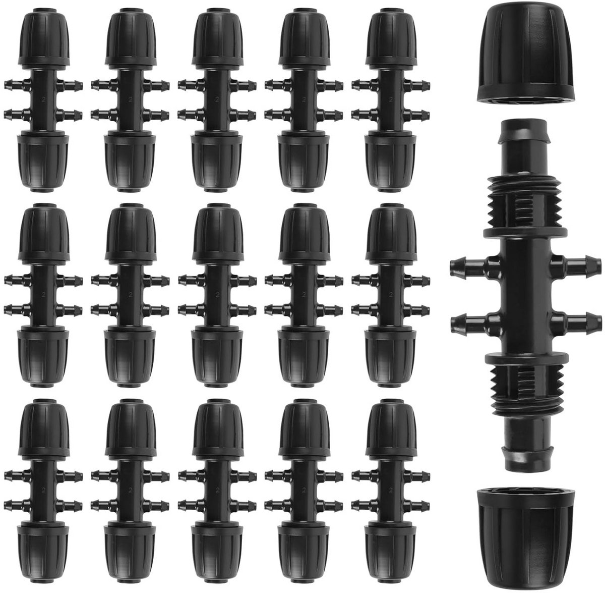 Druppelbescherming voor irrigatieslang | 1/2 inch ID x 1/4 inch OD - 15 stuks 6-weg