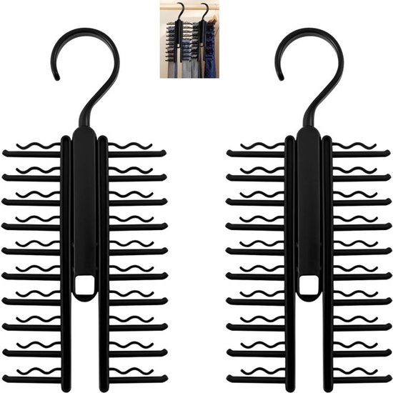 Foto: 2 stuks stropdashouders stropdas en riemhangers verstelbare stropdashanger stropdasrek voor stropdassen riemen en sjaals 29 13cm zwart