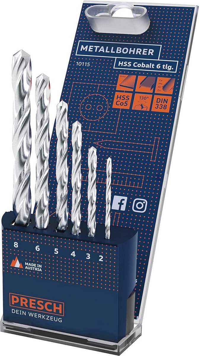 19-delige Metaal Boor Set HSS Cobalt - Boren voor RVS, Staal en Ijzer - Professionele Kwaliteit