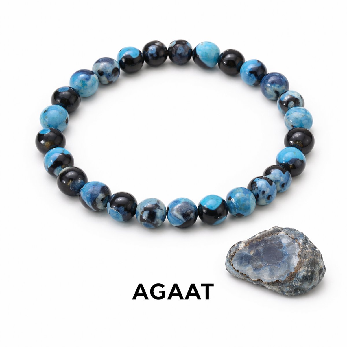 S4H® Agaat Kralenarmband – 18 cm – Natuurlijke Edelsteen Armband – Balans & Bescherming – Unisex