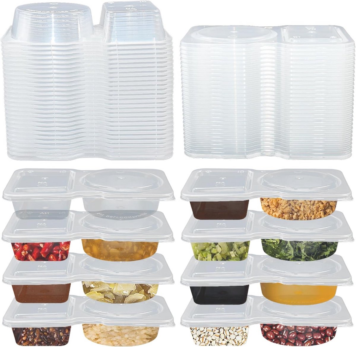 Opbergdozen Met Deksel - 30 Stuks - Kleine Vershouddozen voor Sauzen, Dips En Specerijen - Lekvrij en Magnetronbestendig