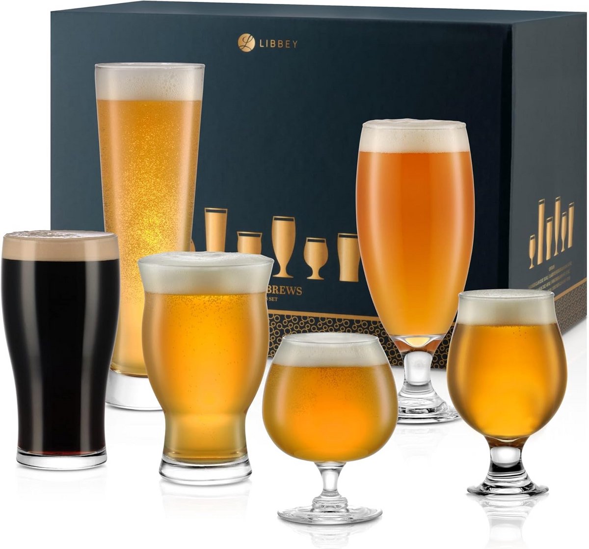 Set van 6 Geassorteerde Bierglazen - Perfect voor Elk Soort Bier