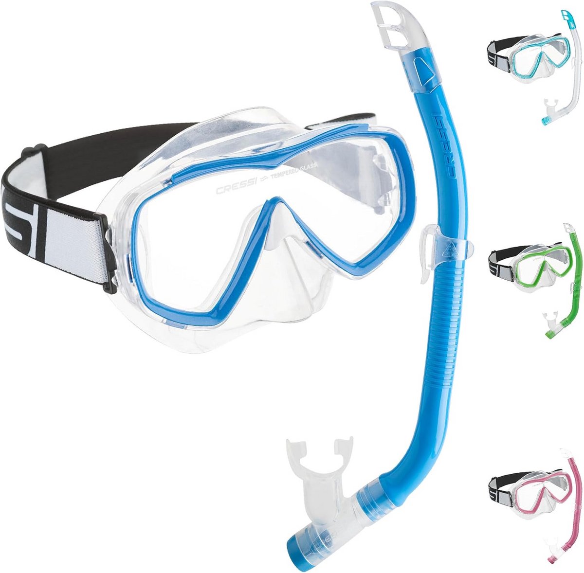Snorkelset Kinderen - Duikmasker Snorkel - Onderwater Ontdekken - Hypoallergeen Siliconen - One Size - Transparant Blauw