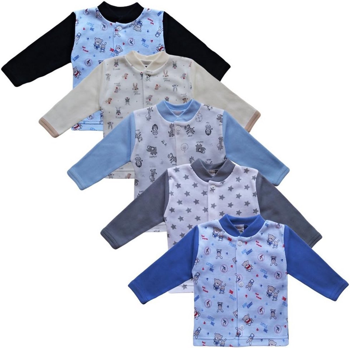 5-Pack Lange Mouw Baby T-shirts en Jasjes - 100% Katoen voor Jongens en Meisjes