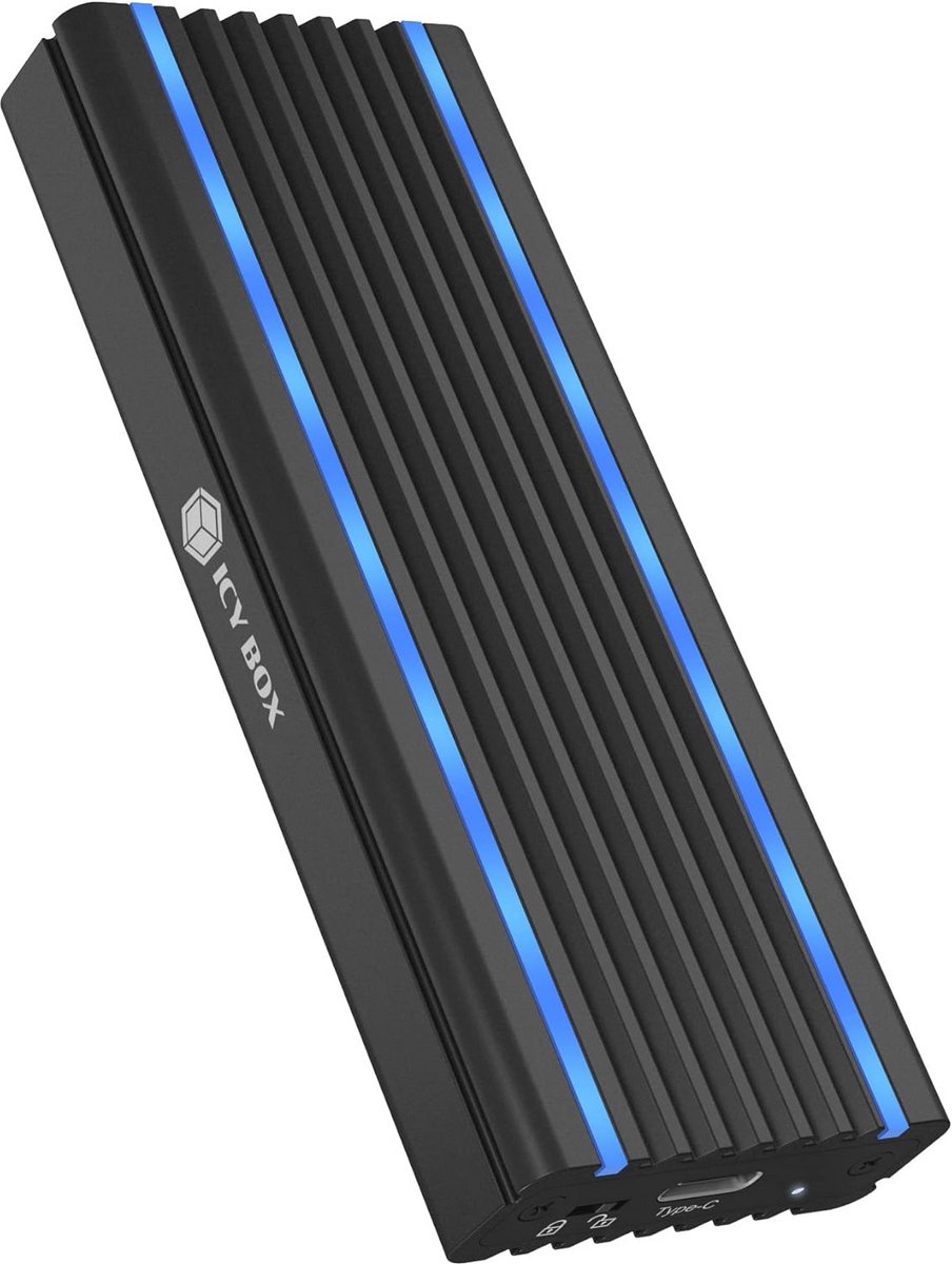 M.2 NVMe behuizing met USB 3.1 Gen2, RGB LED-verlichting en koelsysteem
