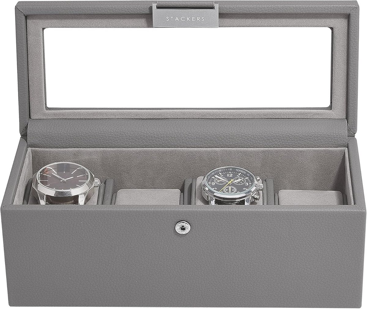 Luxe Horlogedoos 4 Vakken Grijs - Elegante Opberger voor Horloges