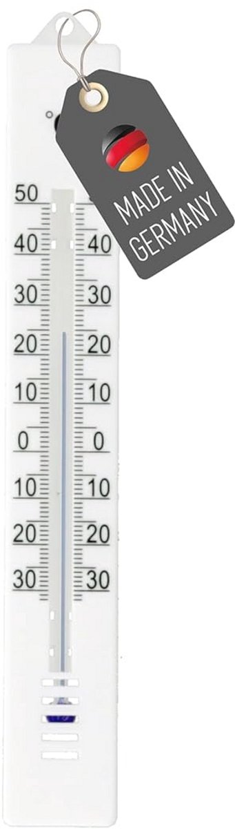 Tuinthermometer voor Binnen en Buiten -30 °C tot +50 °C, Analoog Weerbestendig, 17 cm, Wit