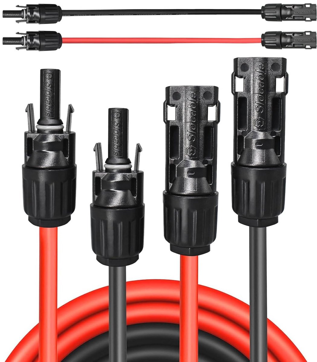 Verlengkabel 5 m 4 mm² voor zonnepanelen, IP68 waterdicht, fotovoltaische kabel, zonne-installatie accessoires