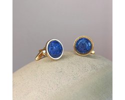 Ava & Imber | Lapis Lazuli Manchetknopen Verguld | Gouden Manchetknopen voor Mannen | Manchet Cufflinks met natuursteen Goud met Blauw