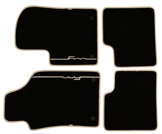 Fiat Originele 500 velours vloermatten met ivoorkleurige rand