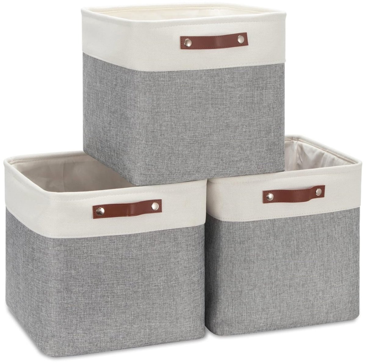 Ibenzoa® Stijlvolle stoffen opbergboxen set van drie voor kast en plank
