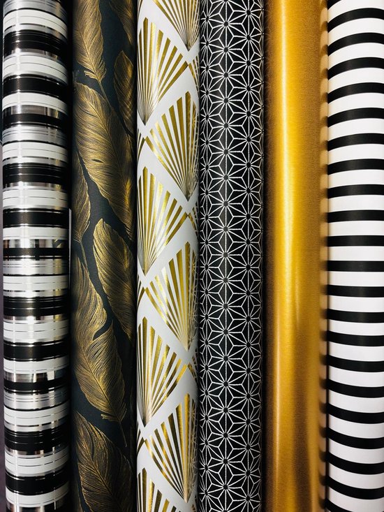 Papier cadeau anniversaire or Argent Zwart Luxe 6 rouleaux - Largeur 70 cm - Longueur 2 m