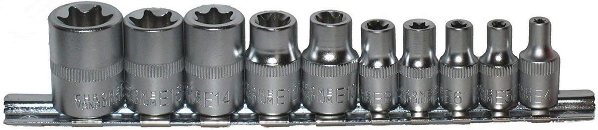Externe Vrouwelijke TORX Bit Star E Socket Set 1/4 & 3/8 Dr, Zwart