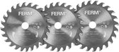 FERM - CSA1060 - Zaagbladenset - Diameter - 85mm - Asgat: - 10mm - 24 tanden - TCT - 3 stuks - voor - ACTION - Mini cirkelzaag - CSM1053