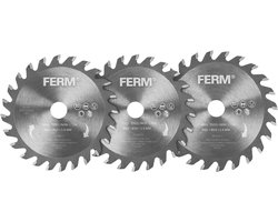 FERM - CSA1060 - Zaagbladenset - Diameter - 85mm - Asgat: - 10mm - 24 tanden - TCT - 3 stuks - voor - ACTION - Mini cirkelzaag - CSM1053