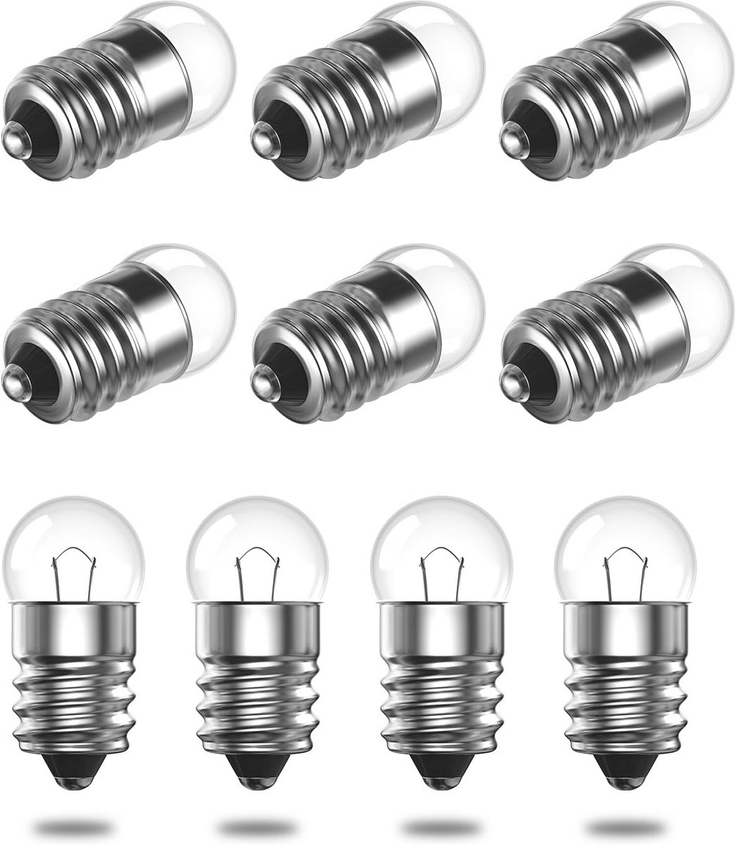 10 Stücks E10 Mini Gloeilamp 2.5V 0.5A, 1W Warm Wit Miniatuur Lampjes voor Experimenten