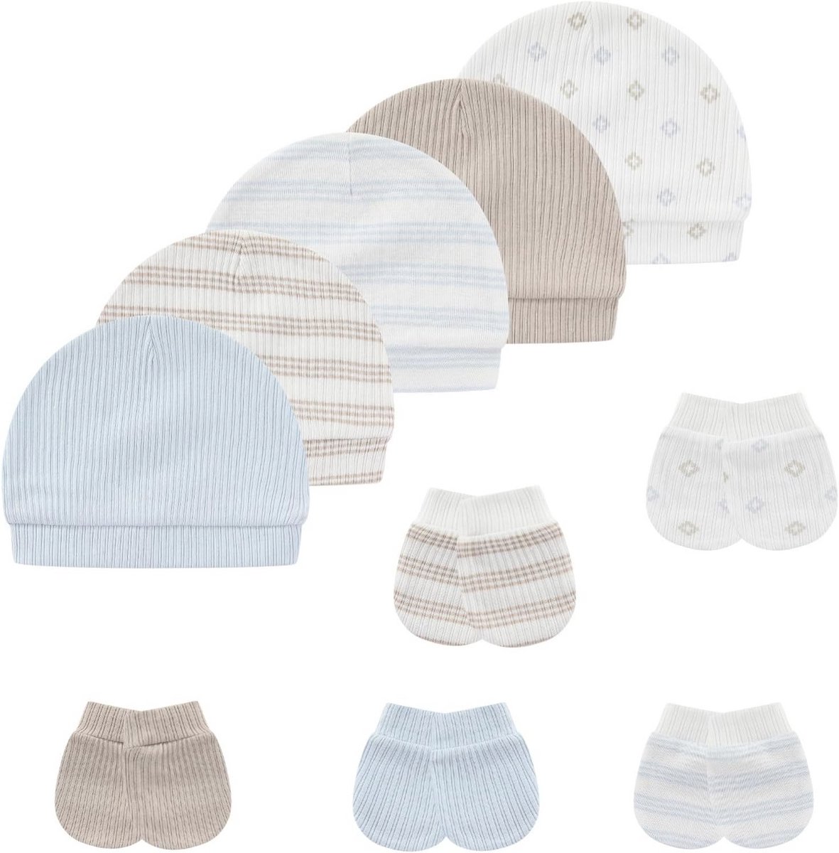 Babymutsen en wanten set voor 0-6 maanden - Katoenen muts en handschoenen zonder krassen