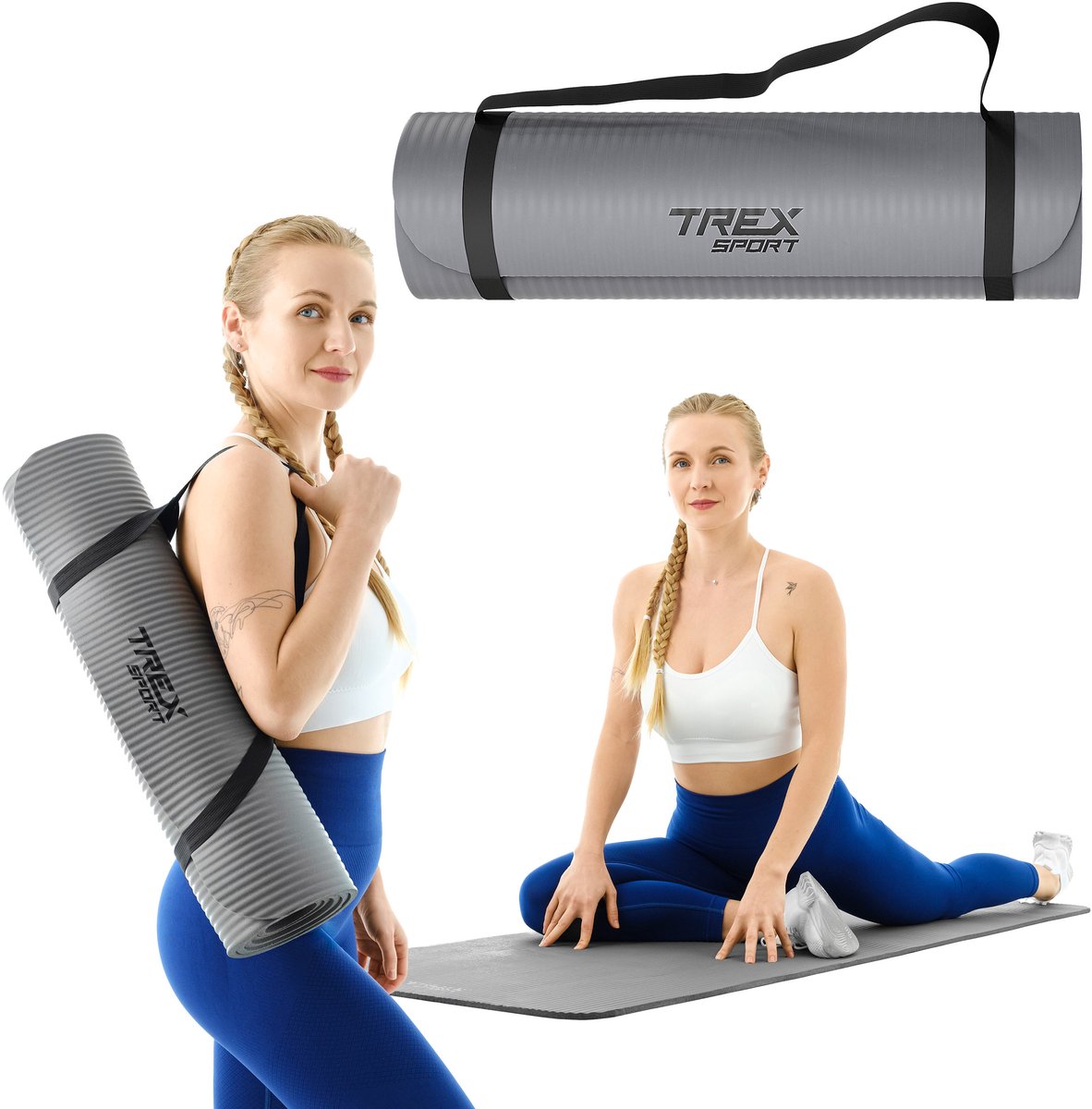 Trex Sport TX-018NGM - Oefenmat - NBR - 180×60 cm - 10 mm - Grijs