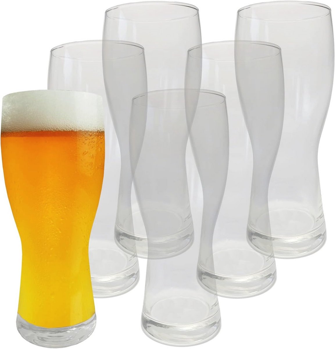 Bierglazen Set van 6 - 500 ml Vaatwasmachinebestendig Witbierglas