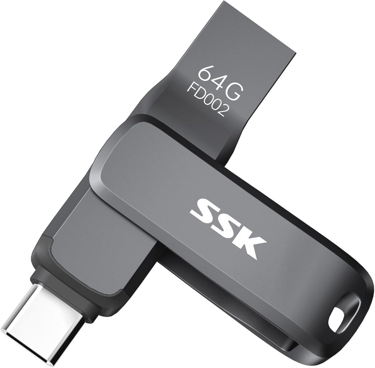 64GB USB Stick 3.2 - Snelle 200 MB/S Geheugenstick met Dubbele USB A en C - Robuuste Metalen Pendrive voor Mobiele Telefoons, Tablets, Computers, Auto's en TV's