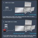 Diagrammen die laten zien hoe de draagbare monitor met een USB-C-naar-USB-C-kabel of een dubbele USB-A-naar-USB-C-kabel aan een laptop wordt aangesloten.