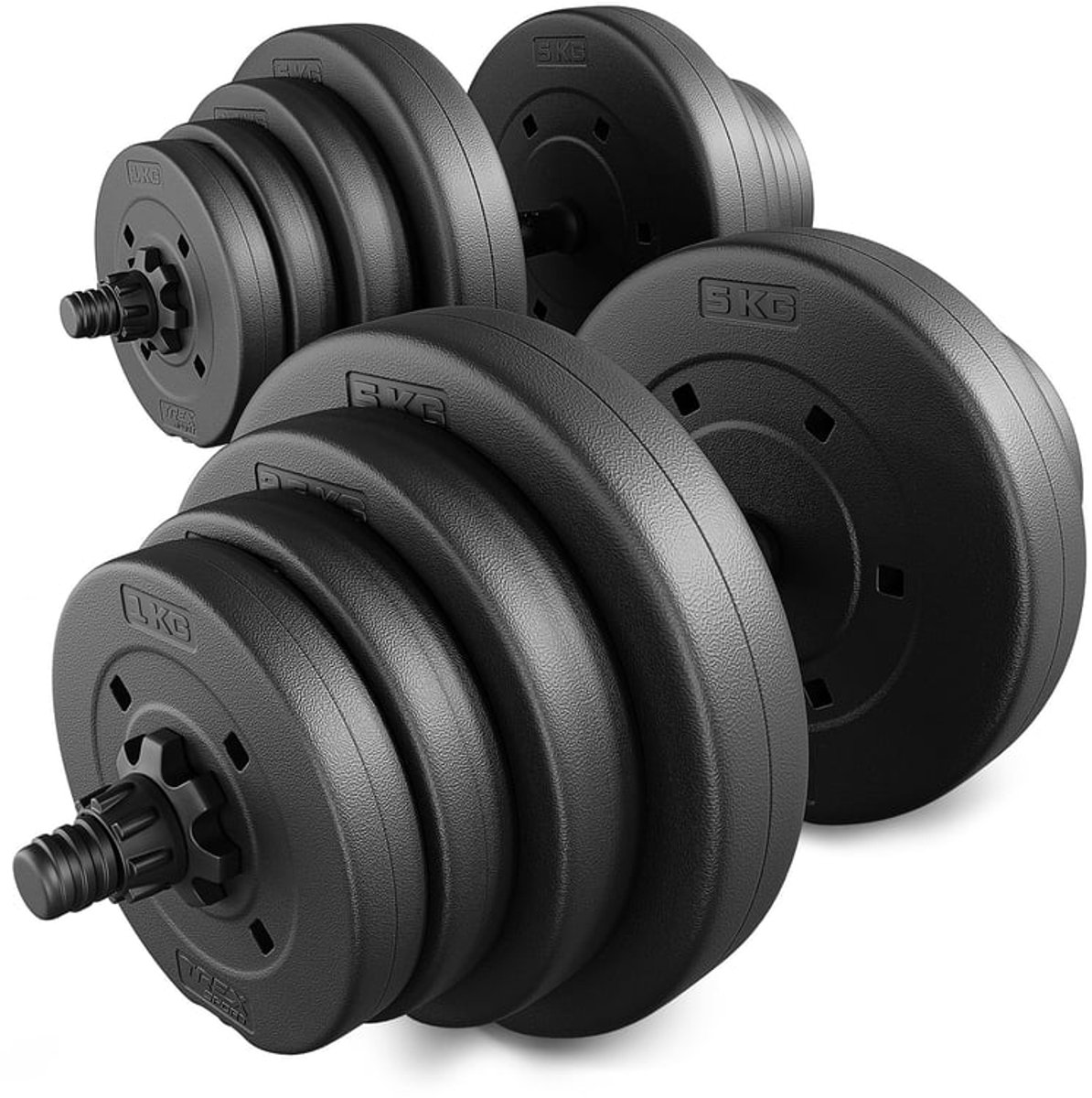 Trex Sport TX-020NN – Bitumen Halterset 2×20 kg met 25 mm – Stangen 54 cm – Verstelbar – Bitumen Halterschijven – Krachttraining – Voor Thuisgym – 40 kg Totaal