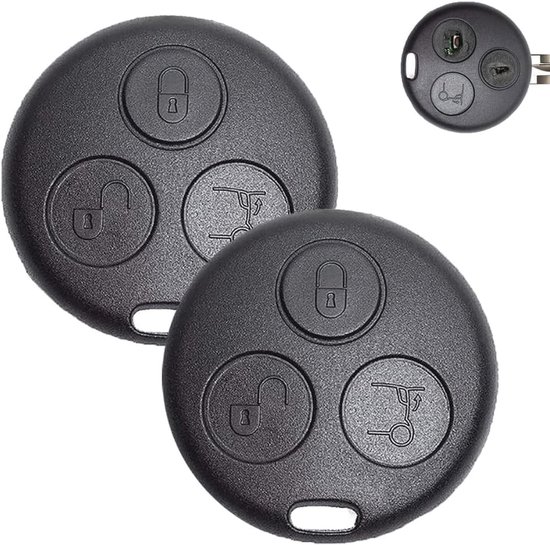 Smart Sleutelbehuizing – Compatibel Met Fortwo 450 MC01 (1998-2007), 2 Stuks, 3 Toetsen, ABS-kunststof, Eenvoudige Vervanging Zonder Programmering 1 miniatura