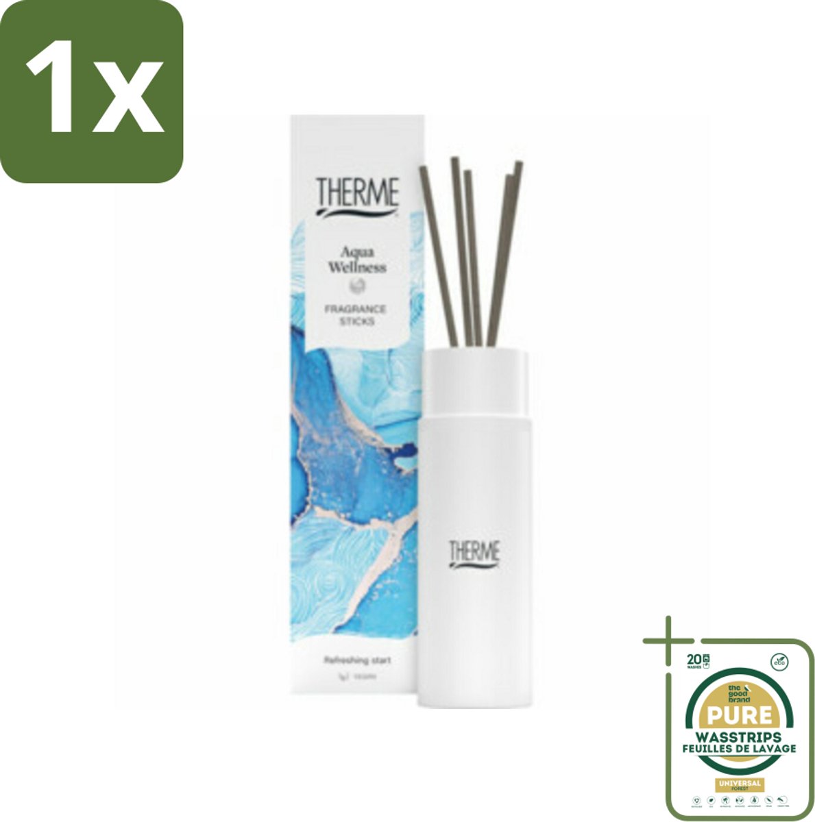 1 x Therme - Aqua Wellness - Geurstokjes - Langdurige Geur - Aromatisch - 100ml- Geurstokjes - Geur - Wellness - Oceaan - Citrus