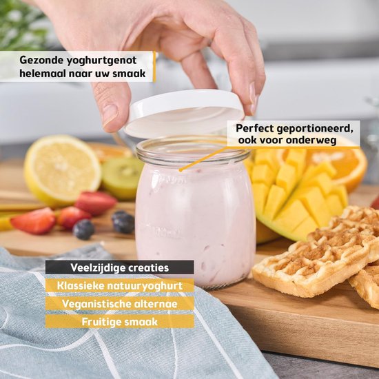 Yoghurtmaker met 8 glazen potten - 1,4 l yoghurt - temperatuurinstelling - automatische uitschakeling - LED-display van Merkloos — afbeelding 2