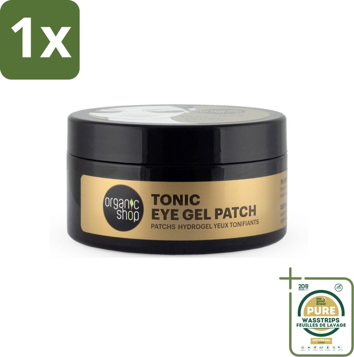 1 x Organic Shop - Eye Gel Patch Pu-Erh Tea & Caffeine - Verfrissend en Verstevigend - 60 Patches- Oogverzorging - Oogpatches - Pu-erh Thee - Cafeïne - Vermoeidheid
