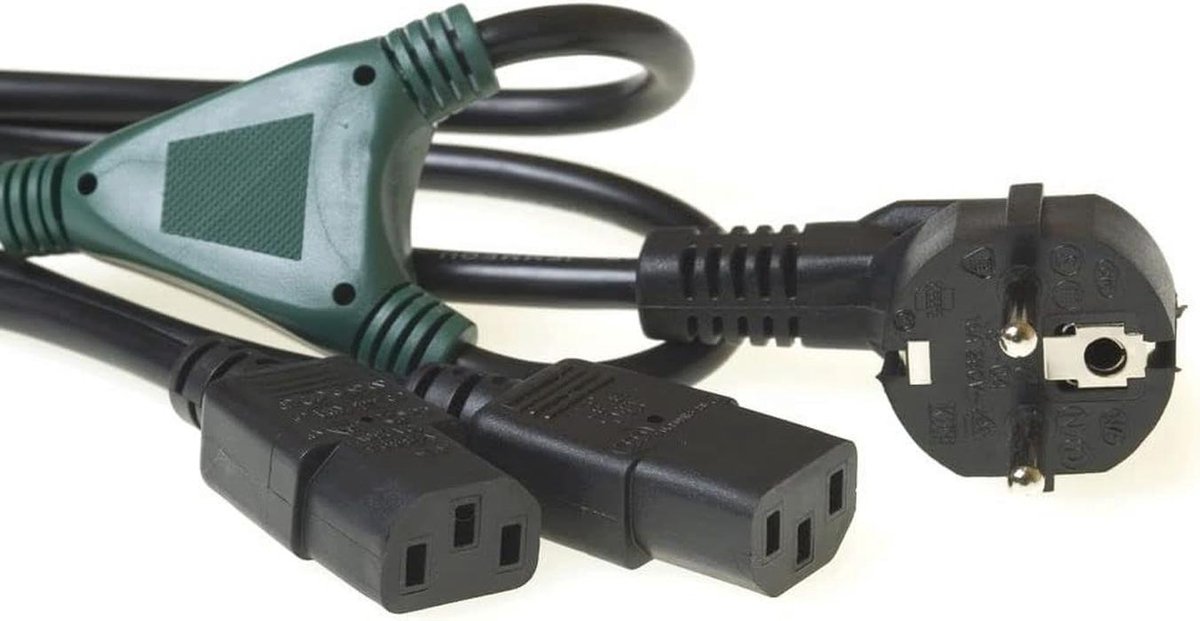 Y Voedingskabel 1,2m - Schuko CEE 7/7 naar 2x C13 Stroomkabel