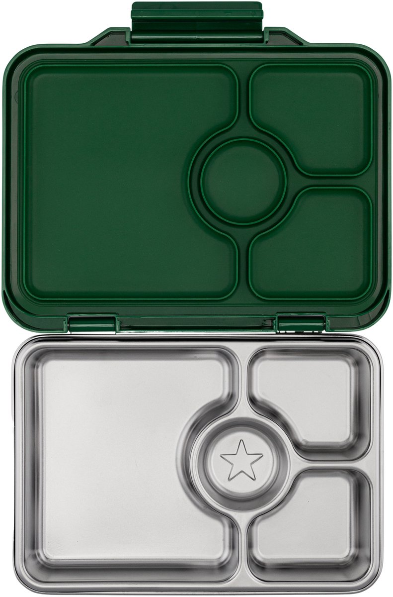 Yumbox Prêt RVS - 4 vakken - lekvrije Bento broodtrommel - duurzame, voedselveilige materialen - Dublin Groen
