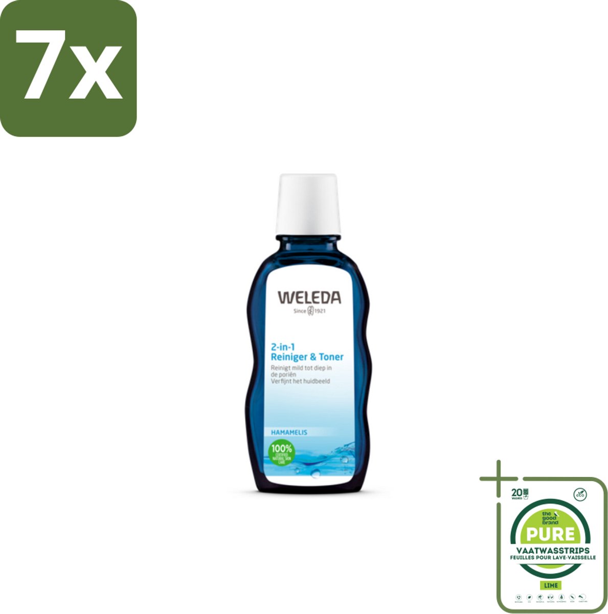 7 x WELEDA - Reiniger & Toner 2‑in‑1 - 100 ml - Grootverpakking - Reiniger - Toner - Gezichtsreiniger - 2-in-1 - Natuurlijke Reiniging